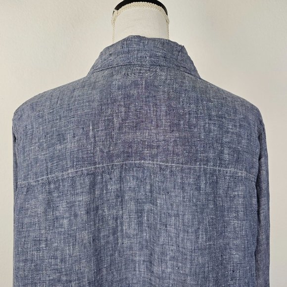 Artisan NY Womens Top Blue Linen Long Sleeve Button Shirt Tunic Sz 1X - Picture 8 of 16